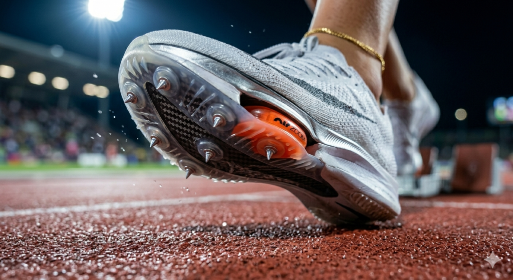 "High-performance spikes nike track shoes with carbon fiber plate and Zoom Air units"