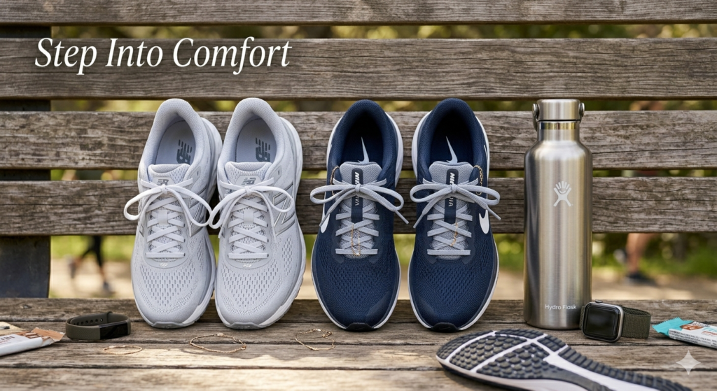 "Comparison of good walking shoes for women: Nike Motiva vs New Balance 880v15"